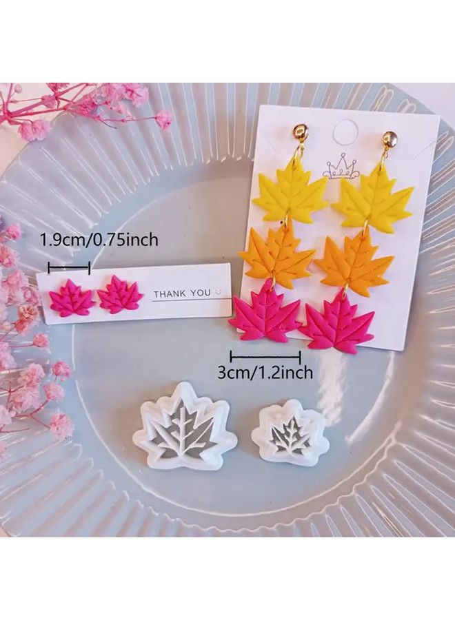 White Polymer Clay Earring Making Kit with Hollow Maple Leaf Cutters and Floral Molds - Image 4